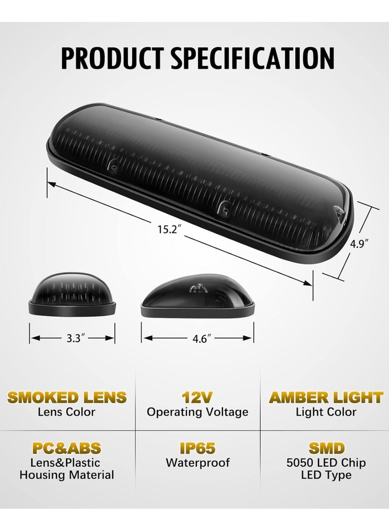 3PCS 30LED كابينة علامة السقف تشغيل أضواء الجمعية متوافقة مع سيلفرادو / سييرا 1500 1500HD 2500 2500HD 3500 2002-2007 أضواء الشاحنات + حزمة الأسلاك - Image 3